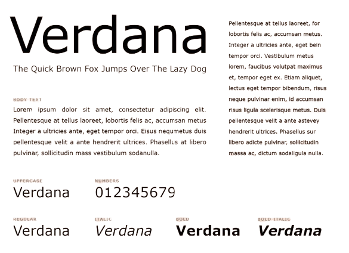 Every letter in the Verdana font.