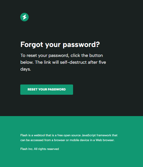 Password reset email template.