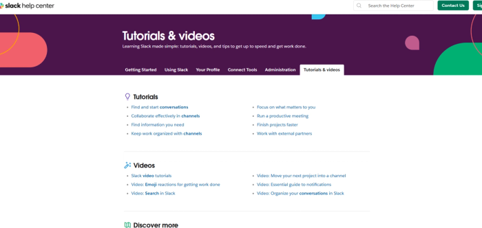 Slack tutorials.
