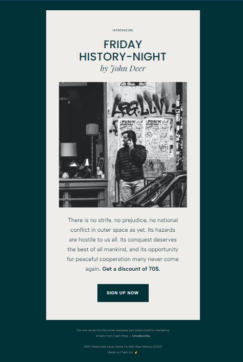 Aesthetic email template example.