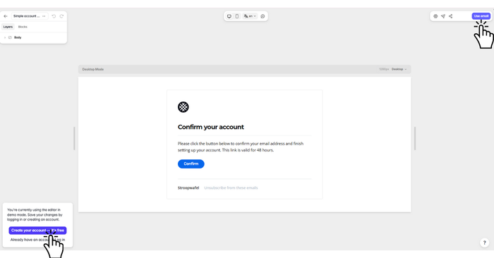 Tabular Email Editor Interface