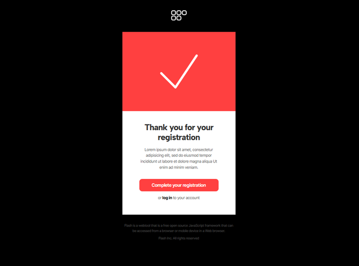 Registration email template for SaaS.