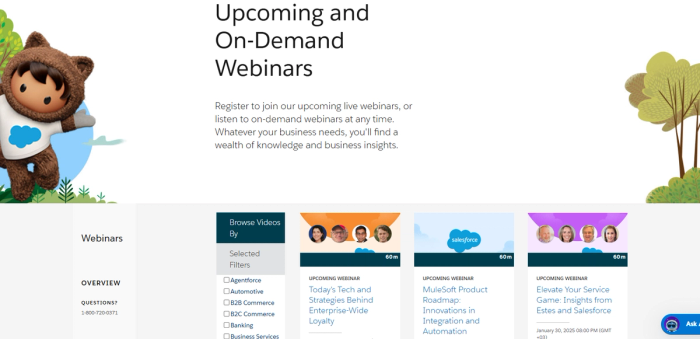 Salesforce webinars.