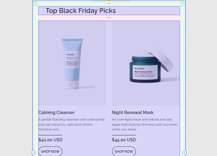 A table style html email