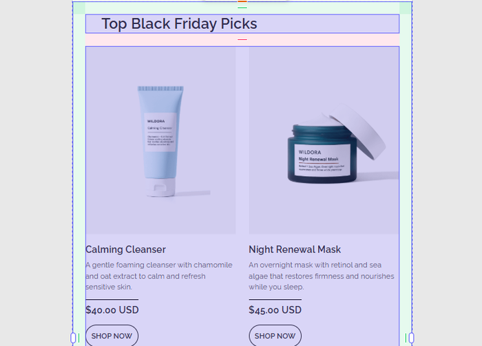A table style html email