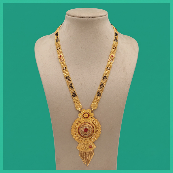 Long  Floral  Gold Mangalsutra 