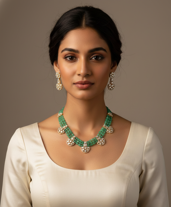 Gold D Kundan Set