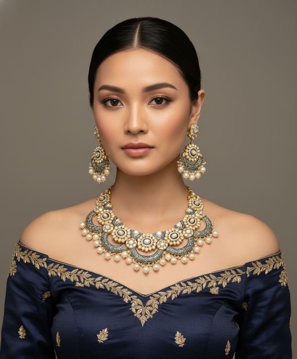 Gold D Kundan Set