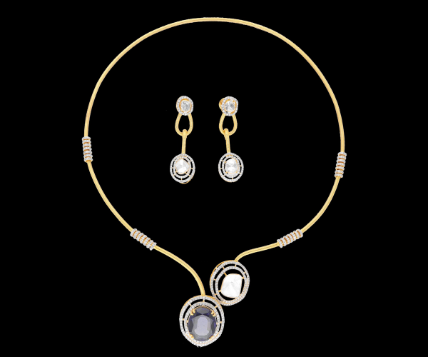 Gold D Kundan Set