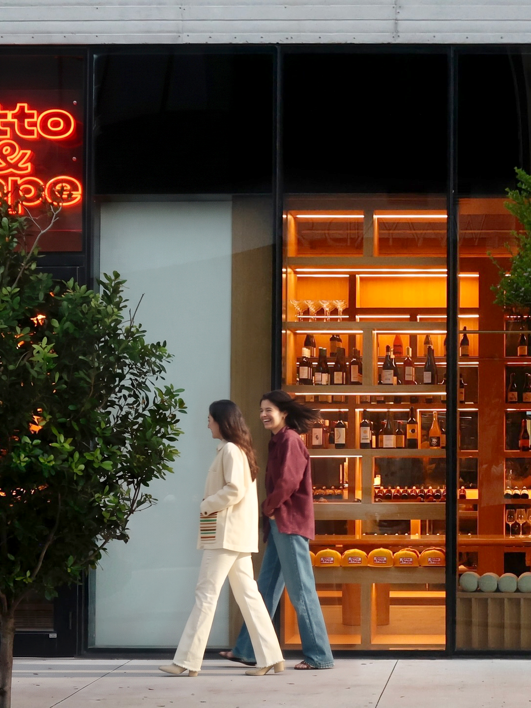 Otto & Pepe storefront in Wynwood, Miami, featuring its natural wine shop and intimate pasta bar concept. The street-facing wine shop offers a tightly curated selection of natural wines, while the space beyond leads to an omakase-style pasta dining experience. Love & War created the Otto & Pepe brand identity, naming, signage, visual system, and guest experience, building a distinctive Miami restaurant brand around the pairing of handmade pasta and natural wine.