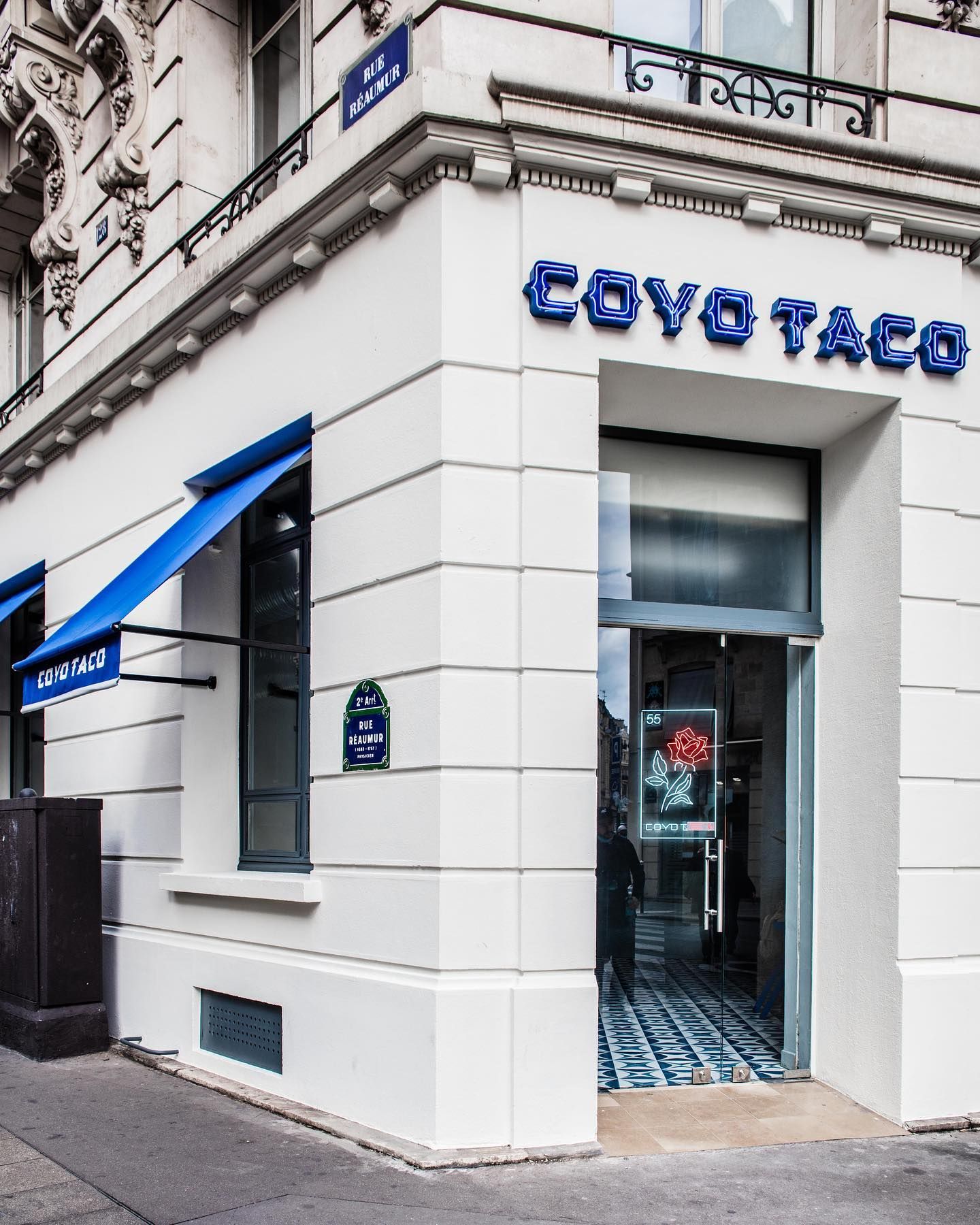 Coyo Taco Paris location, featuring exterior signage and visual identity developed by Love & War.