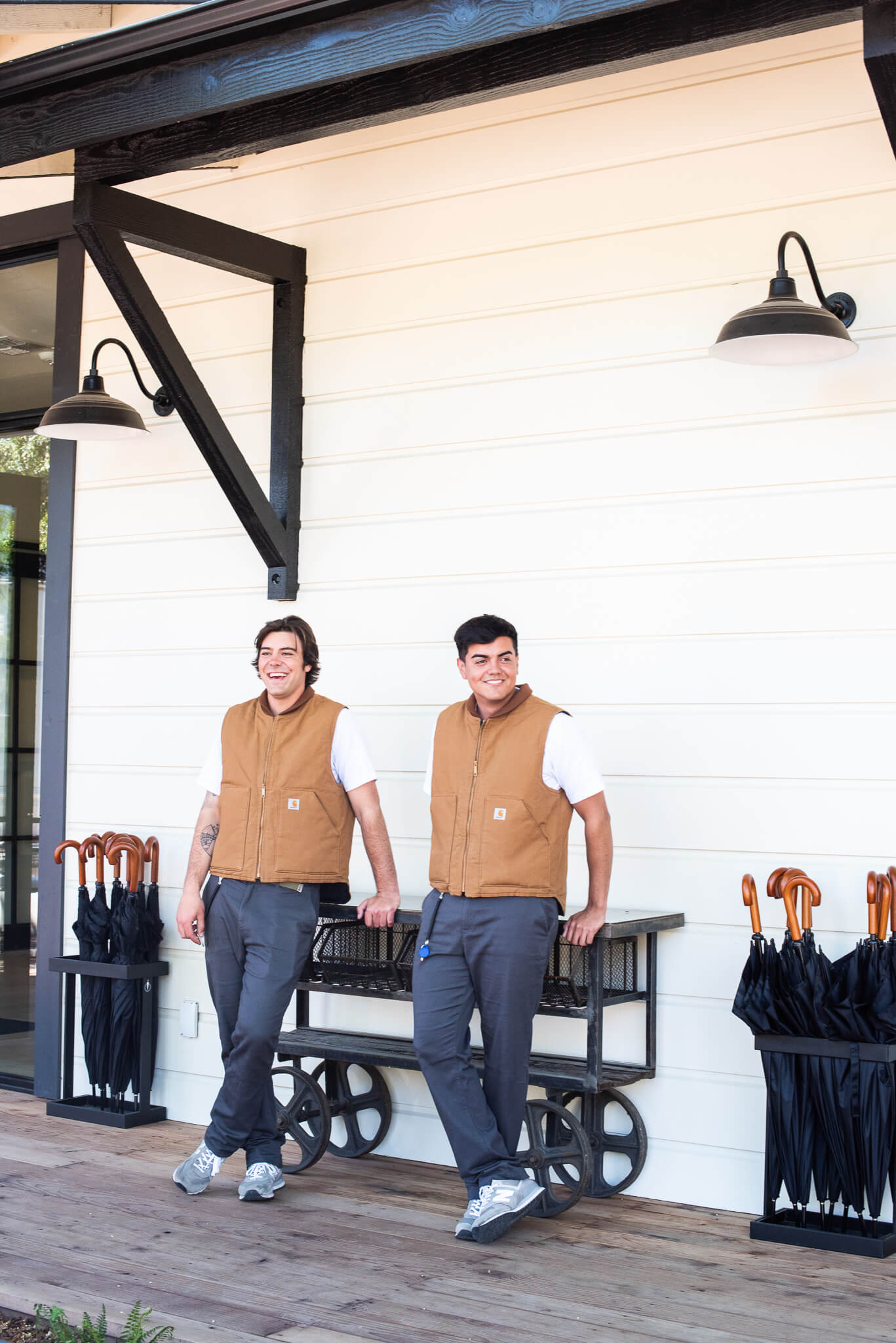 Custom staff uniforms designed for MacArthur Place Hotel & Spa, a luxury boutique hotel in Sonoma, California, reflecting the property’s relaxed, contemporary approach to Wine Country hospitality. Love & War developed the brand strategy, visual identity and guest experience for MacArthur Place, extending the brand into custom hotel uniforms and operational touchpoints designed to express the resort’s natural luxury, warmth and informal Sonoma character.