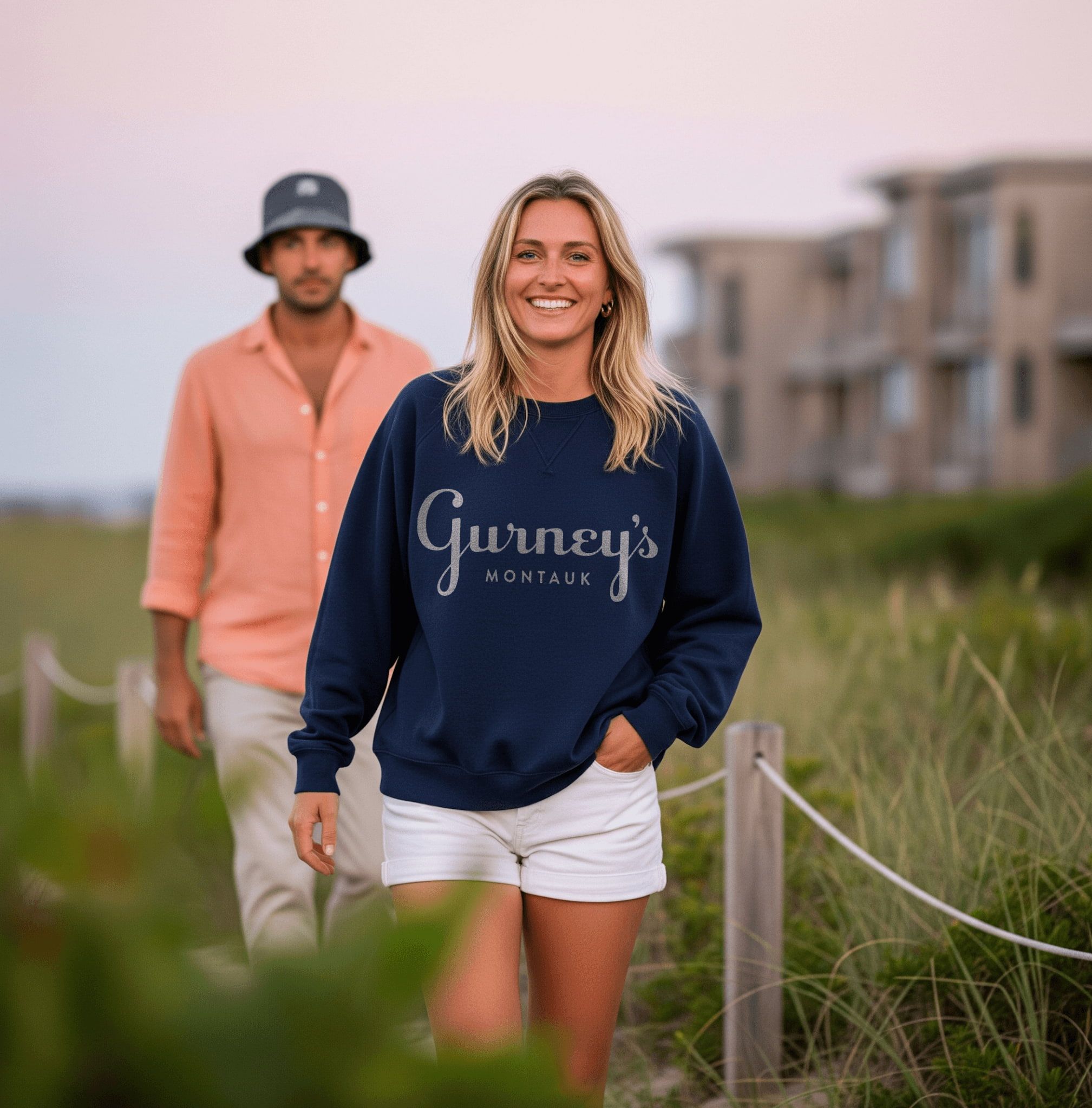 Guests at Gurney’s Montauk wearing branded apparel created as part of the resort rebrand by Love & War.