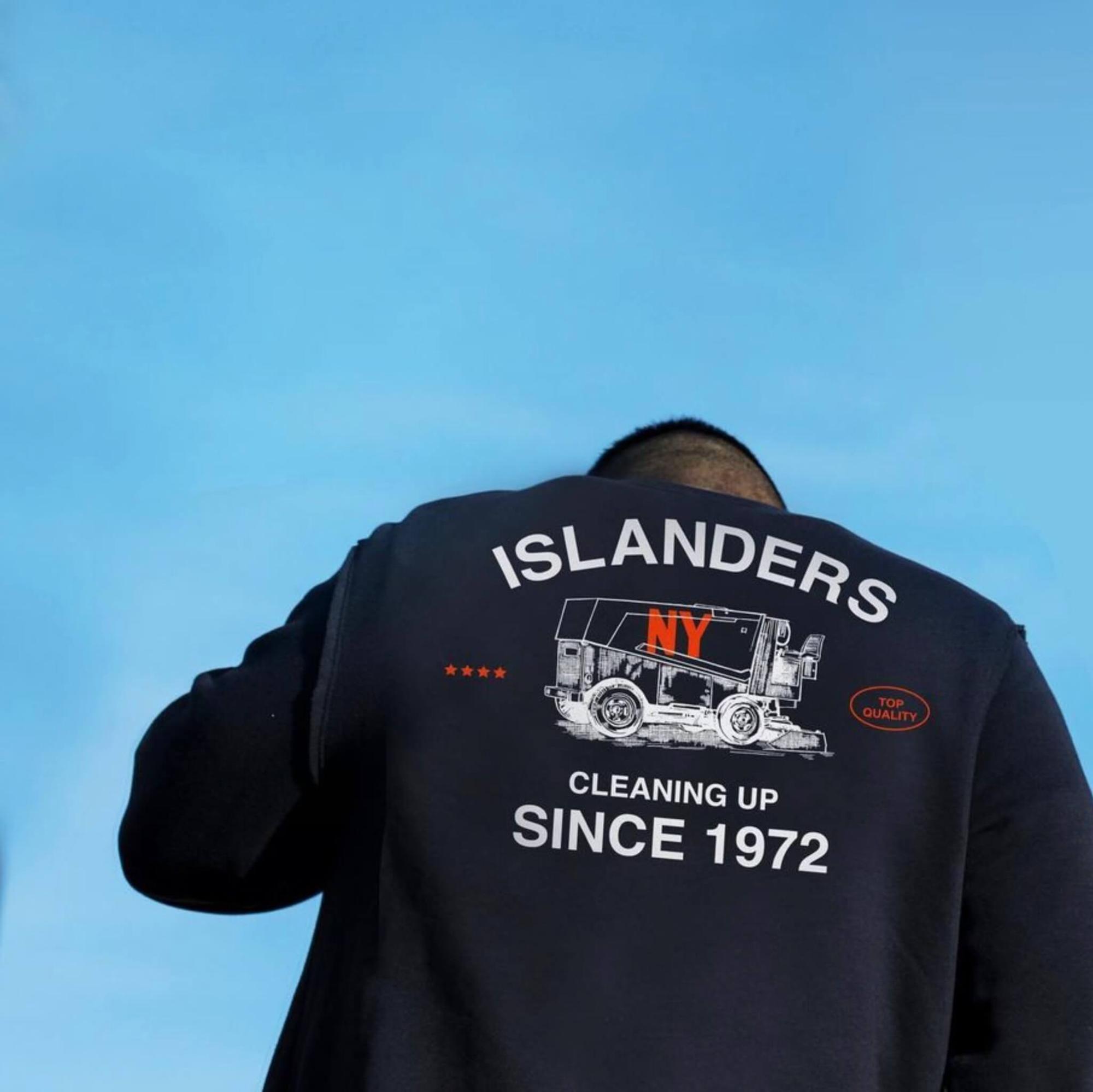 Custom New York Islanders apparel created for Isles Lab, the team’s fashion-forward retail concept and online store at UBS Arena. Love & War developed the Isles Lab concept, name, branding and merchandise program, reimagining traditional NHL fan gear through original graphics, throwback influences, designer collaborations and a more culturally driven approach to sports merchandise.
