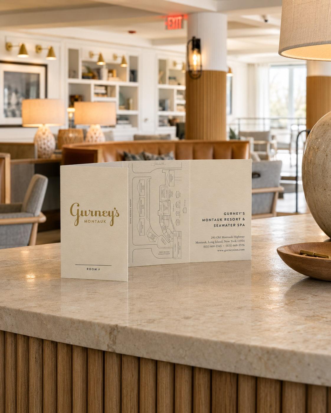 Gurney’s Montauk guest key card holder, part of the resort brand and experience design by Love & War.