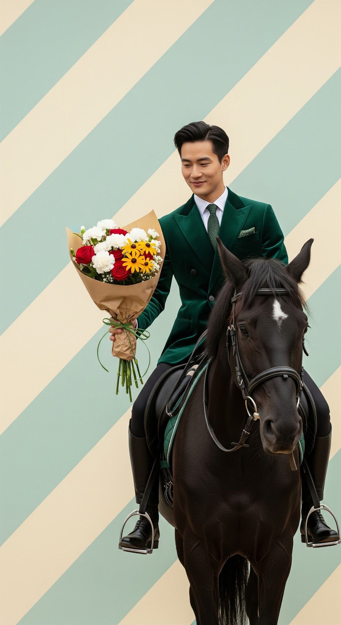 Campaign imagery for Belmont Park in Elmont, New York, featuring a jockey on horseback against a graphic backdrop inspired by the historic racetrack’s visual identity and racing heritage. Love & War developed the brand vision, placemaking strategy and conceptual guest experience for the Belmont Park redevelopment, creating a contemporary destination identity that celebrates Belmont’s connection to thoroughbred racing and the Triple Crown while extending the brand across communications, merchandise, hospitality and the physical experience.