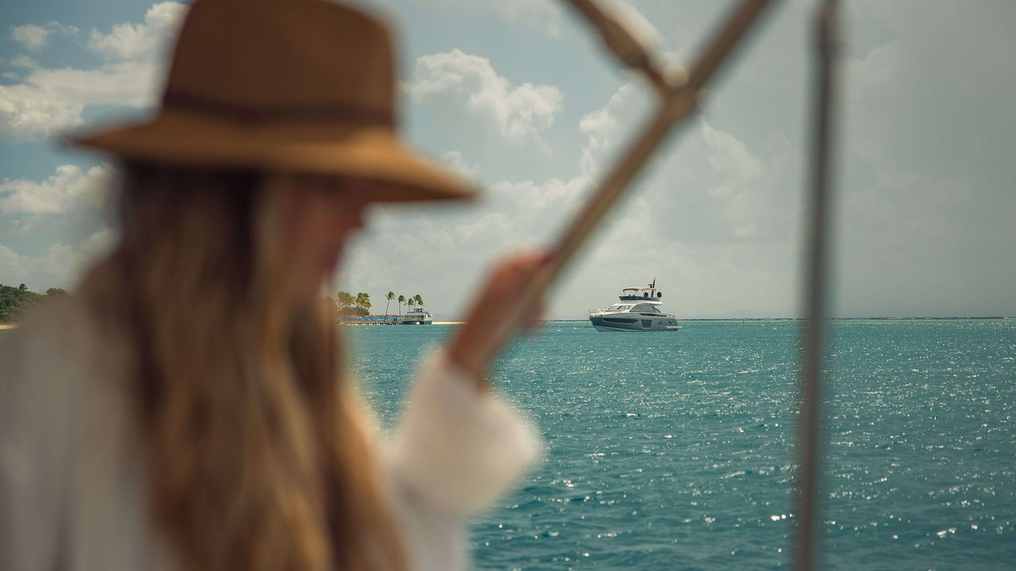 Luxury yachting experience at Moncayo, reflecting the resort's Caribbean lifestyle and hospitality brand created by Love & War.