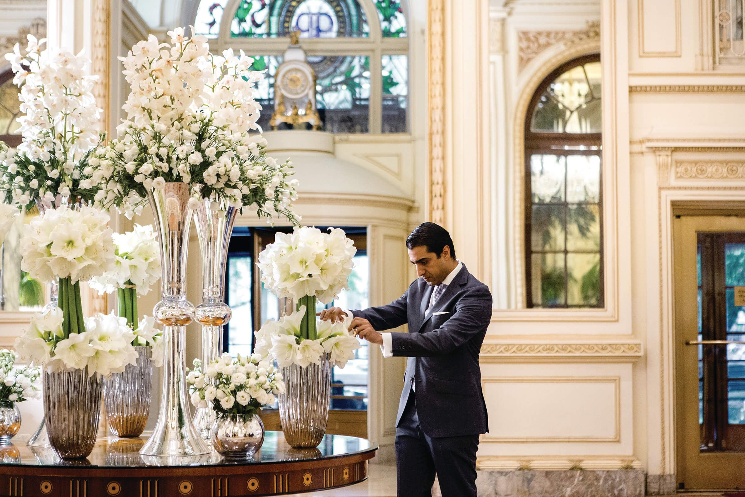 Flower arrangement in lobby