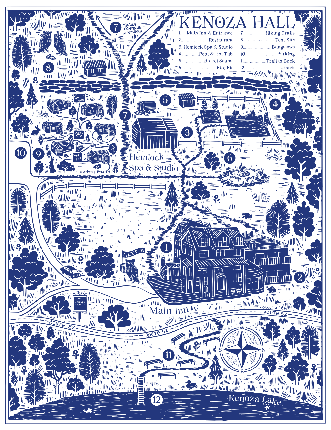 Kenoza Hall illustrated map