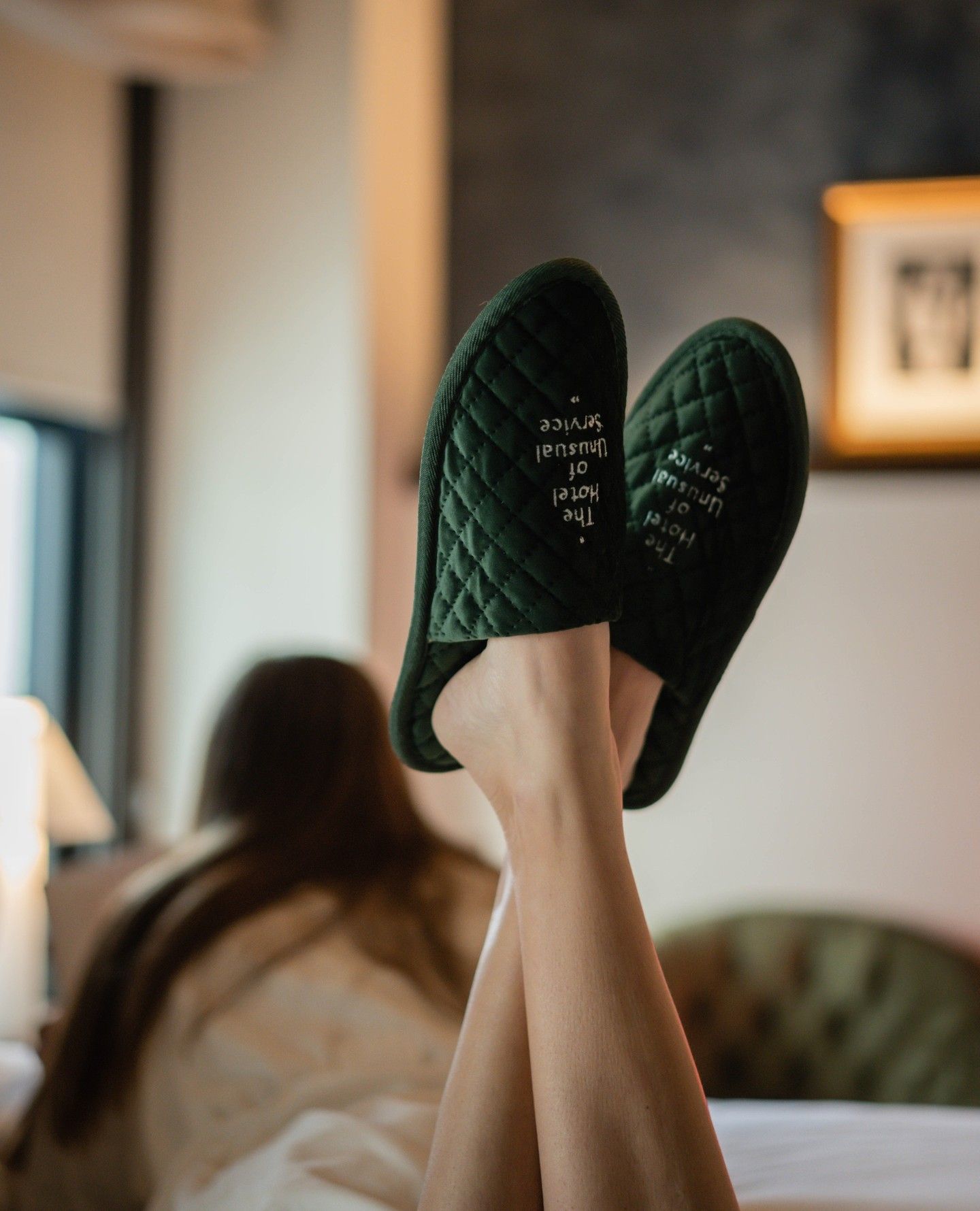 Custom Hotel Figueroa guest slippers featuring a line drawn from an original advertisement for the historic Downtown Los Angeles hotel. Love & War developed the brand strategy, visual identity and guest experience materials for Hotel Figueroa, using archival advertising, historic graphics and original hotel ephemera to create contemporary branded amenities that connect the guest experience to the property’s nearly century-long Los Angeles history.