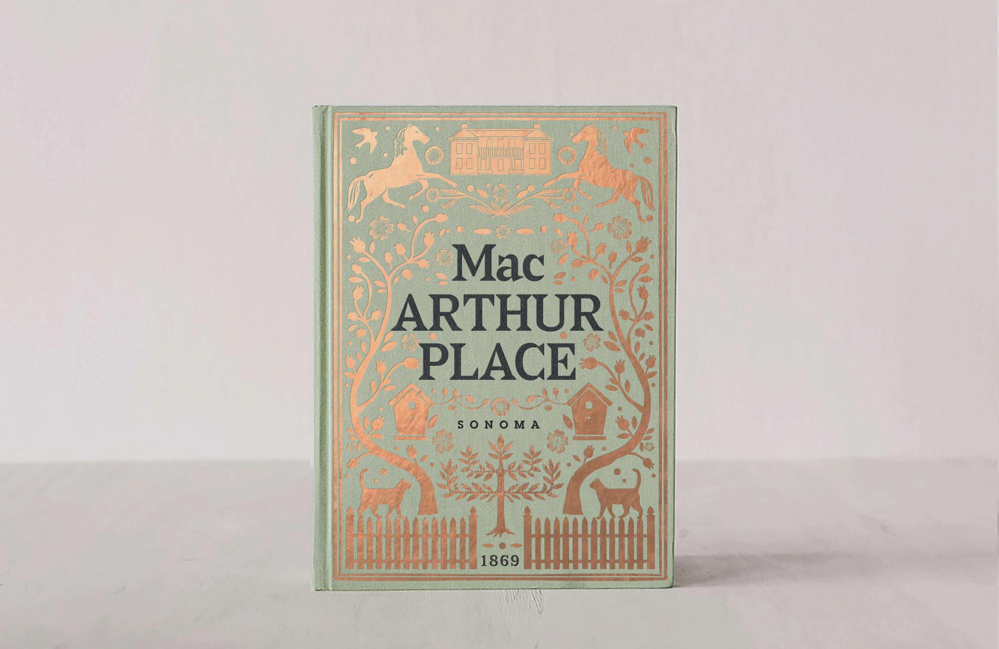 Custom illustrated book created for MacArthur Place Hotel & Spa, a luxury boutique hotel in Sonoma, California, featuring the property’s visual identity and imagery inspired by its historic farmhouse architecture, gardens and Wine Country setting. Love & War developed the brand strategy, visual identity and guest experience for MacArthur Place, extending the Sonoma hotel brand across custom illustrations, printed collateral, amenities and other guest touchpoints that express its distinctive approach to natural luxury.