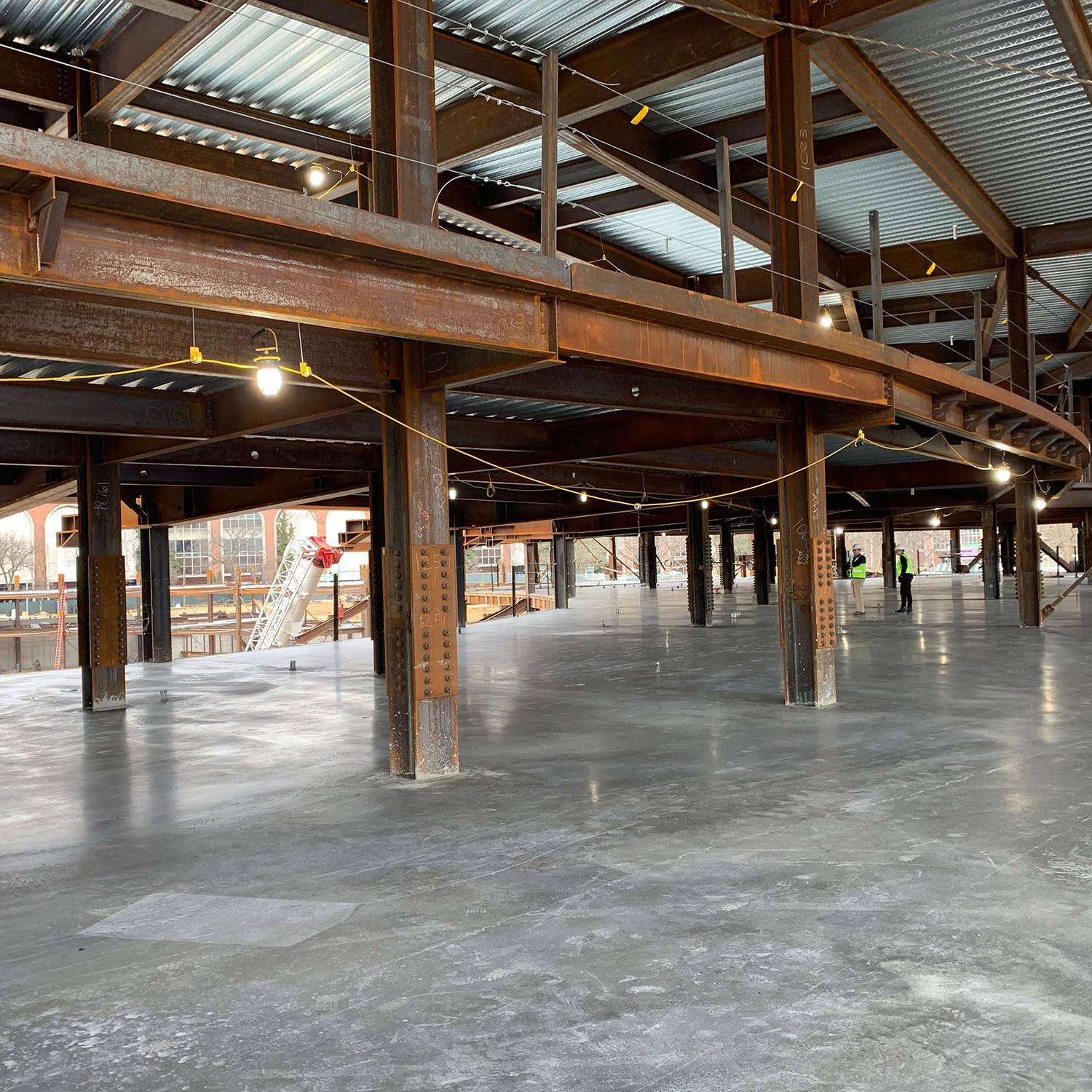 UBS Arena under construction at Belmont Park, with conceptual and experience direction by Love & War.