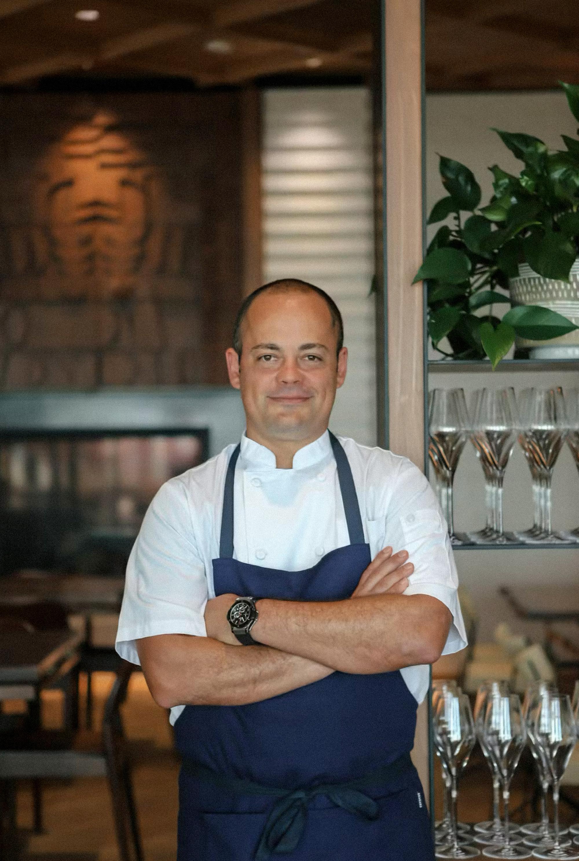 Chef Roberto Alcocer at MICHELIN-starred Valle in Oceanside, CA, with restaurant branding and visual identity by Love & War.