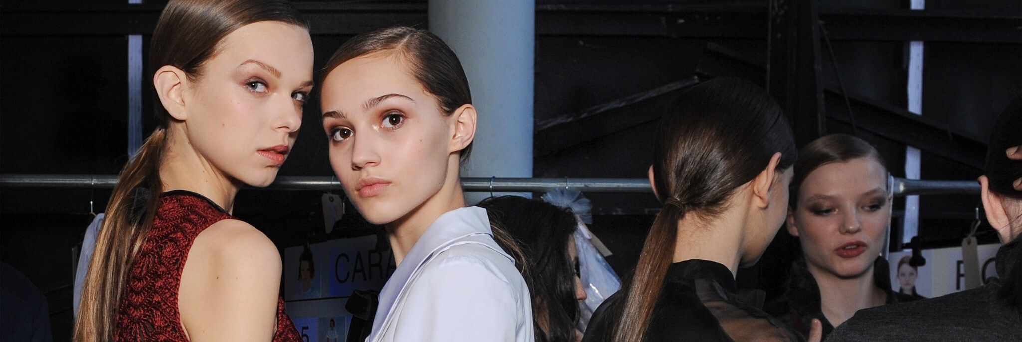 A young woman profile with nice and sleek low ponytail