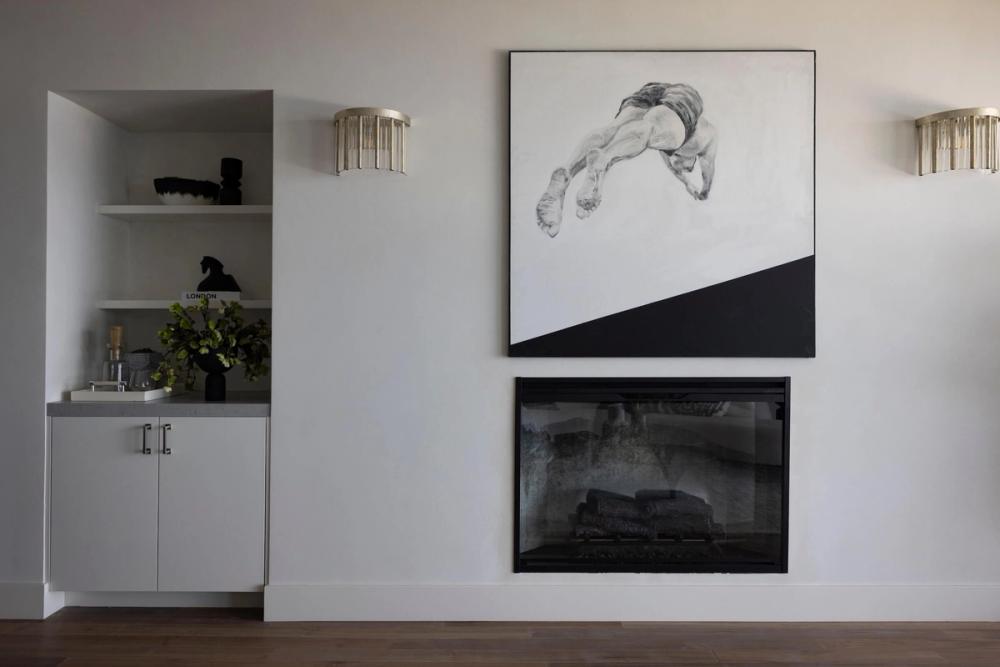 black and white interior of luxury home