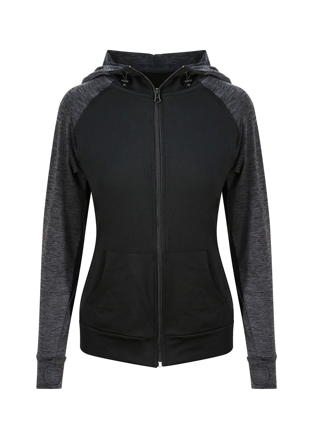Womens Cool Contrast Zip Black/Black Slate Melange