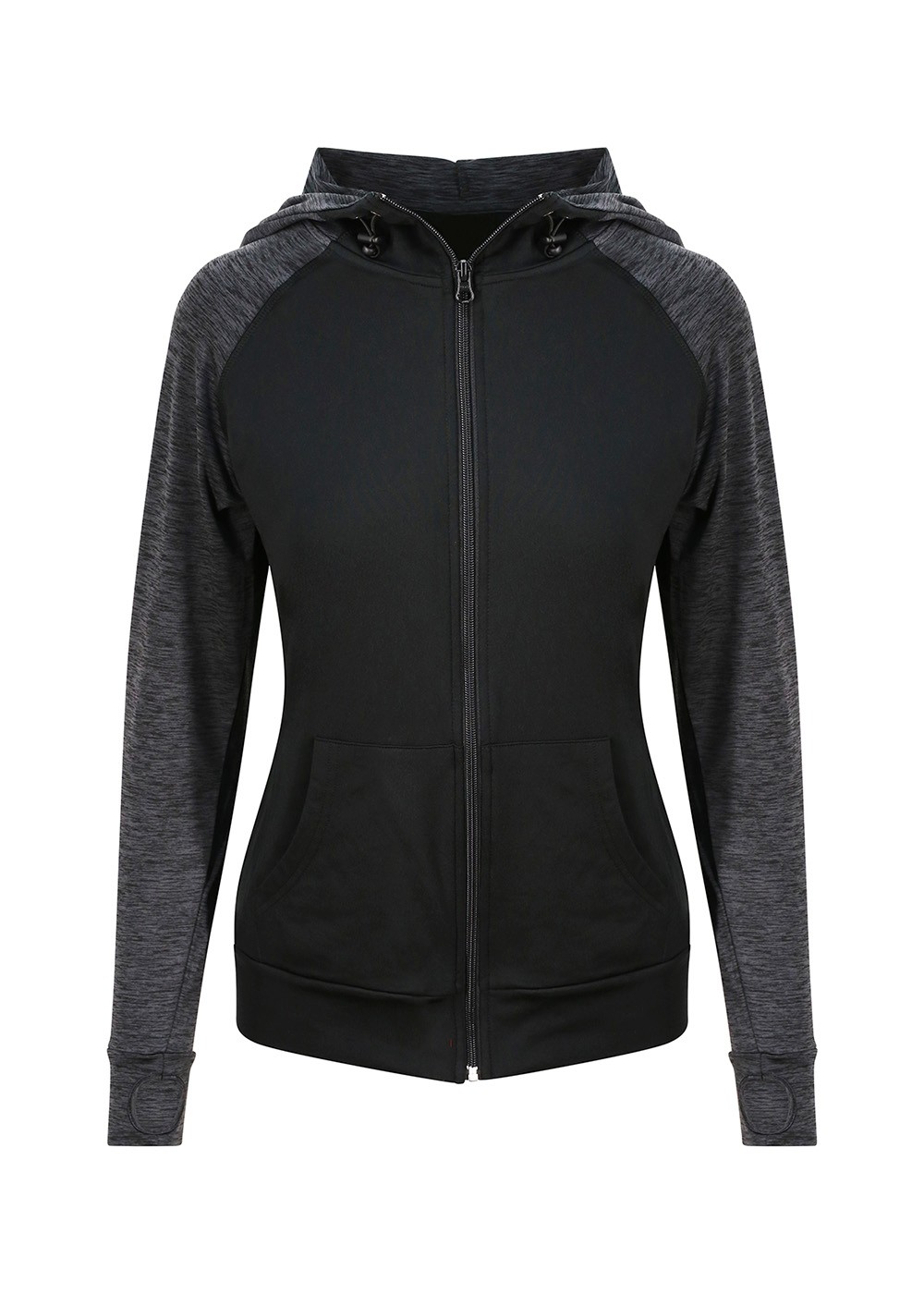 Womens Cool Contrast Zip Black/Black Slate Melange
