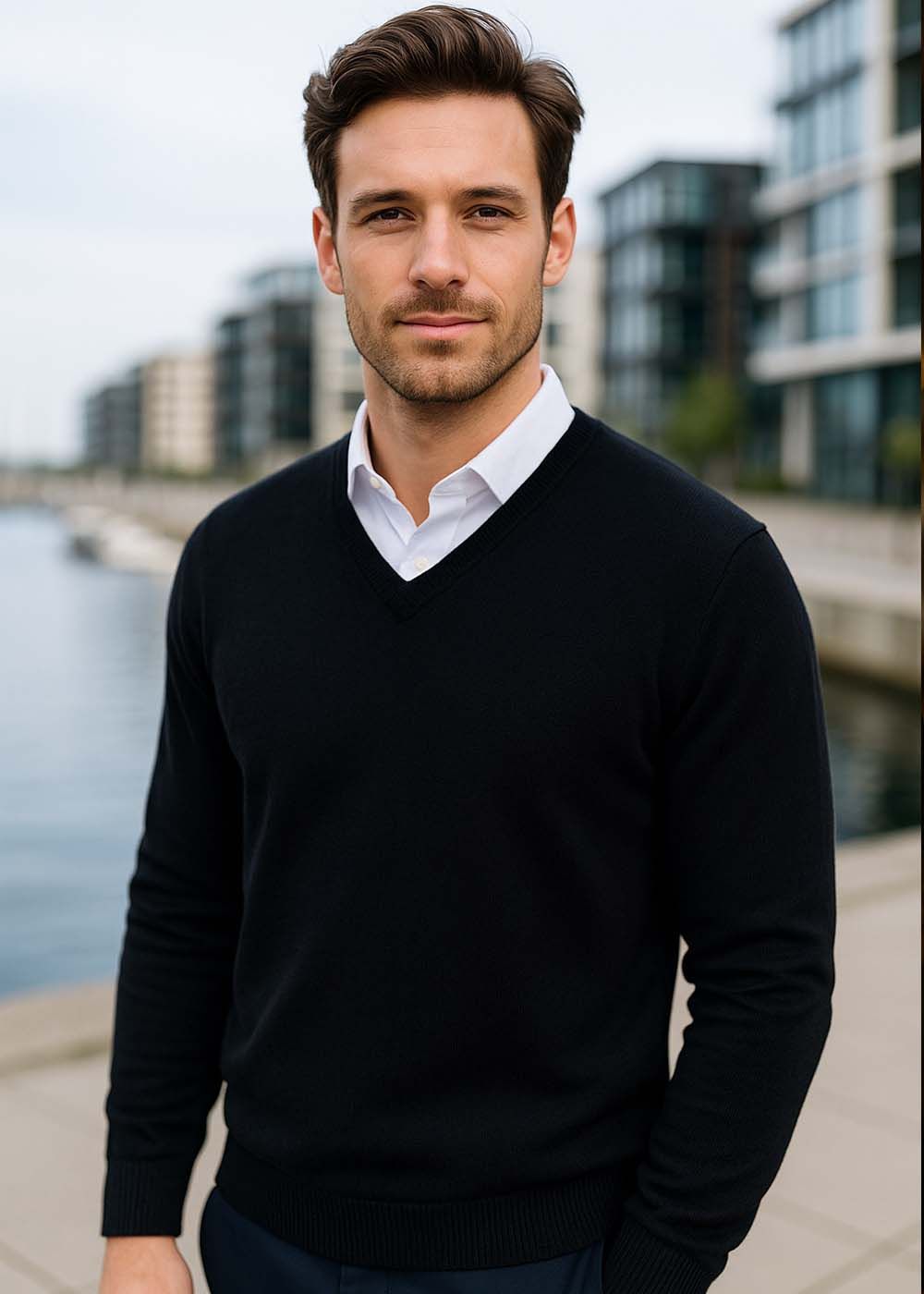 Strik Pullover Herre Navy