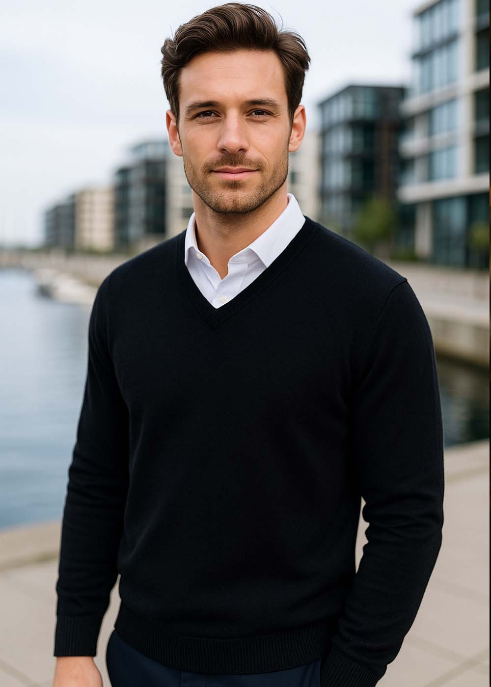 Strik Pullover Herre Navy