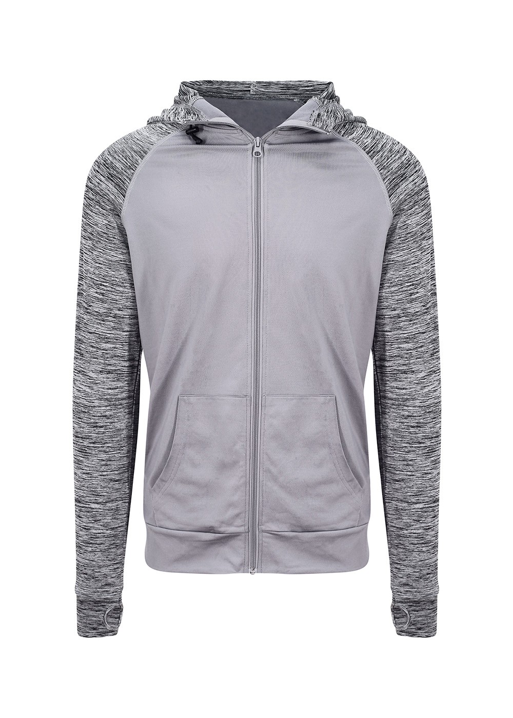 Mens Cool Contrast Zip Grey/Grey Melange