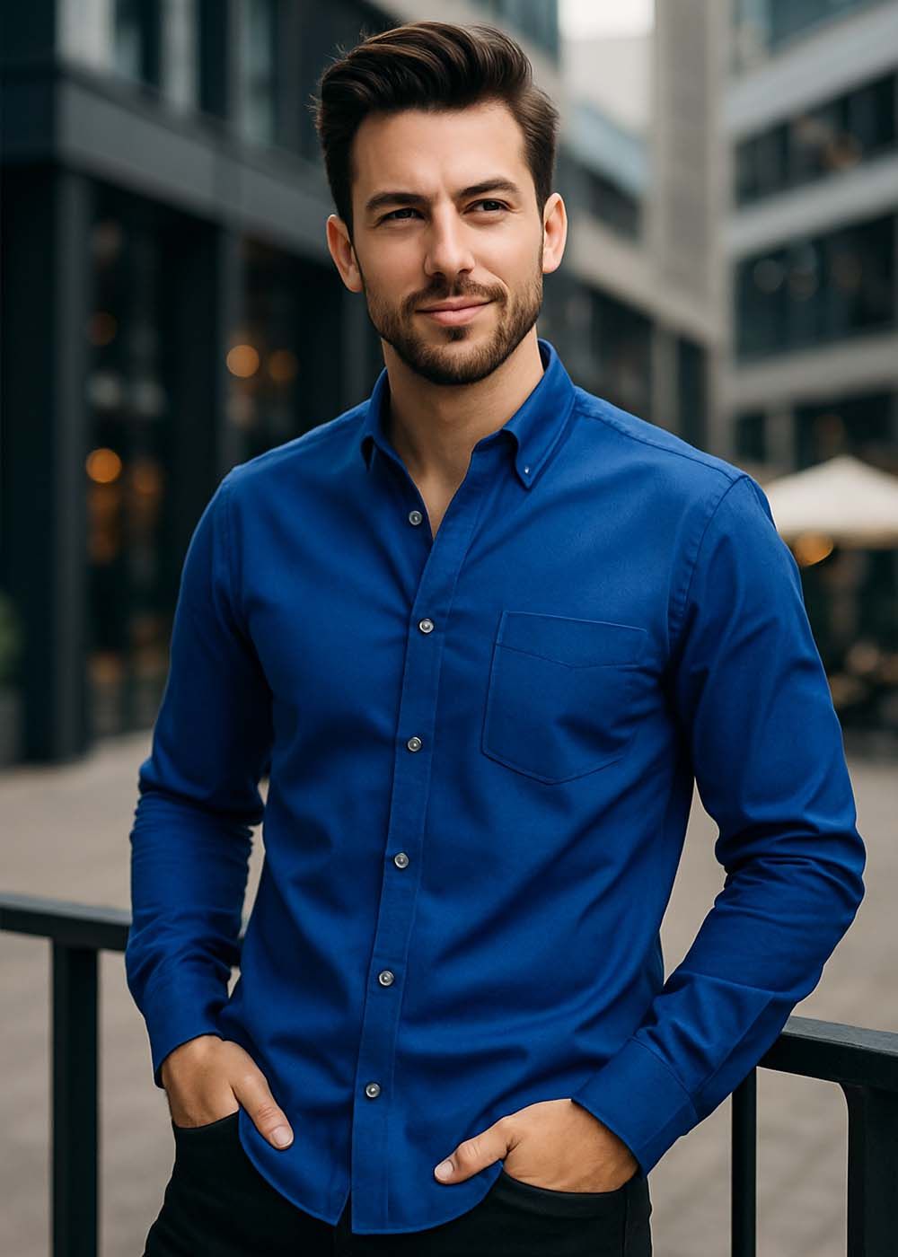 Langærmet Herreskjorte Bright Royal