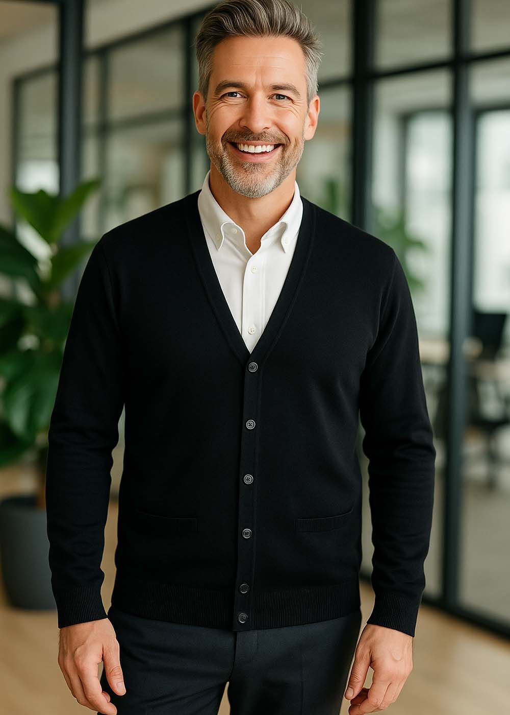 Strik Cardigan Herre Navy