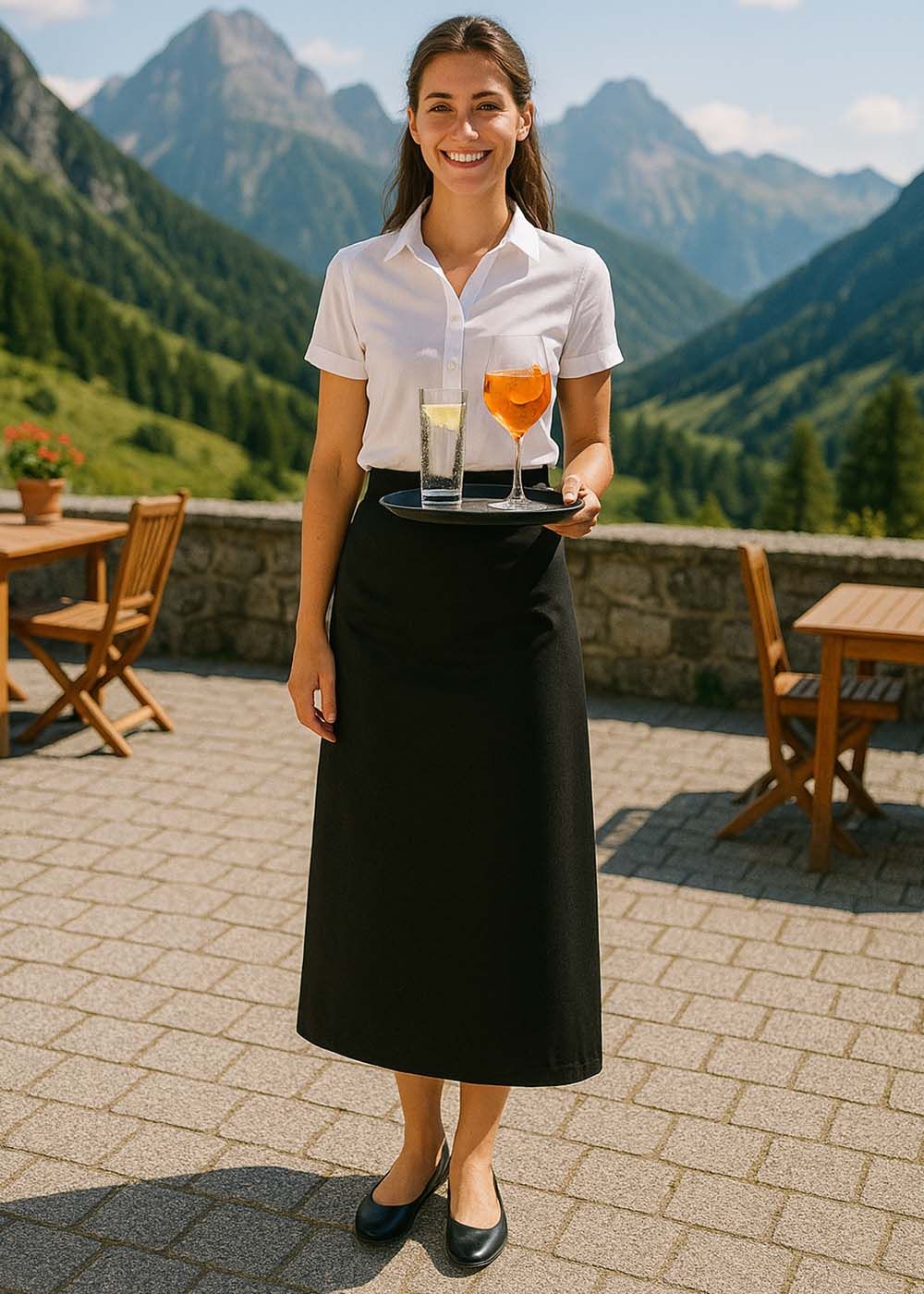 Langt Basic Bistro Forklæde - Black