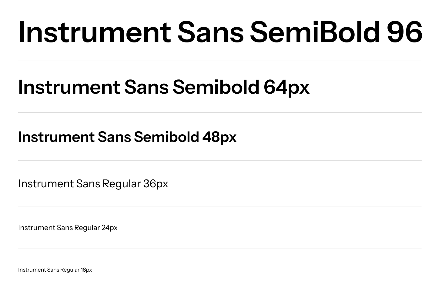 Instrument Sans type specimen showing the AAIF typographic scale