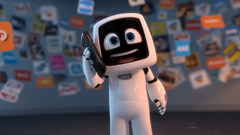 robot on phone