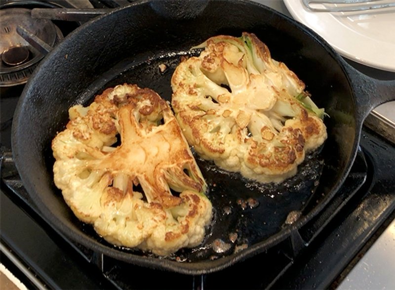 Cauliflower Steaks with Walnut and Caper Gremolata