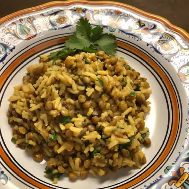 Indian Lentil Rice Pilaf with Cilantro