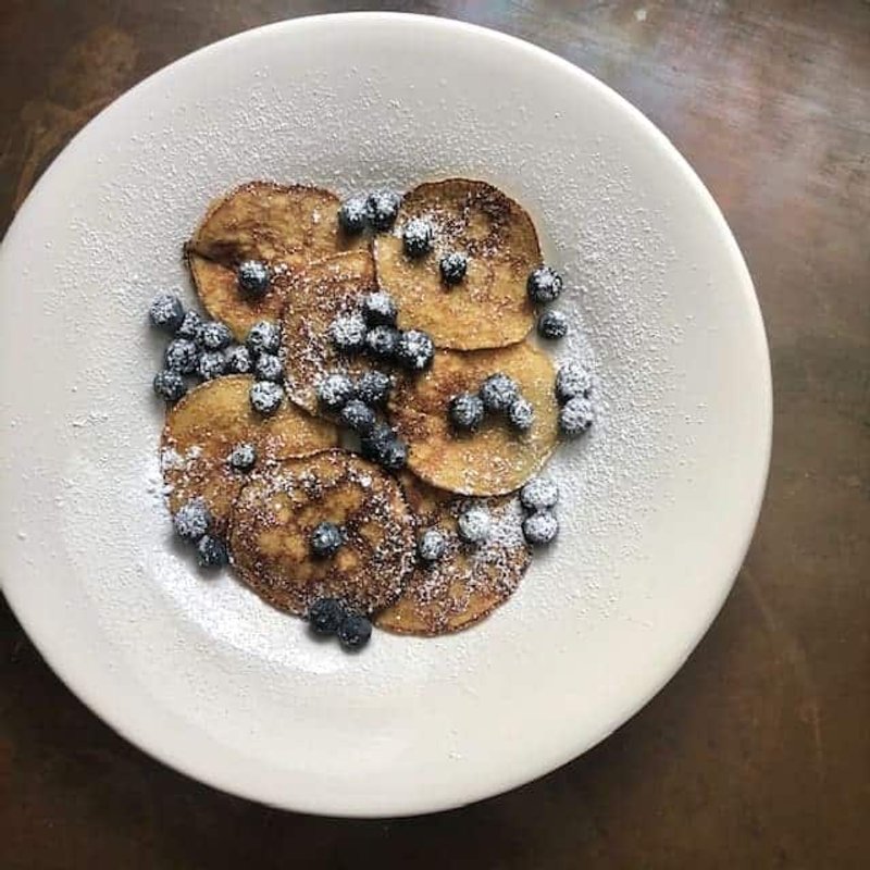 Banana Almond Flour Pancakes with Blueberries