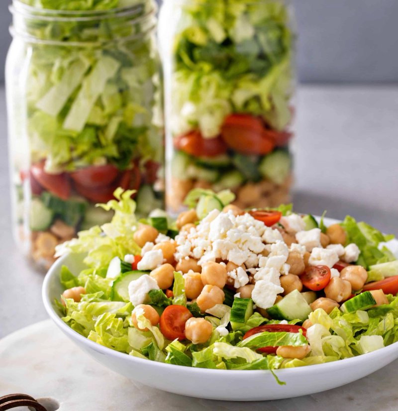 Layered Greek Salad with Tuna Salad