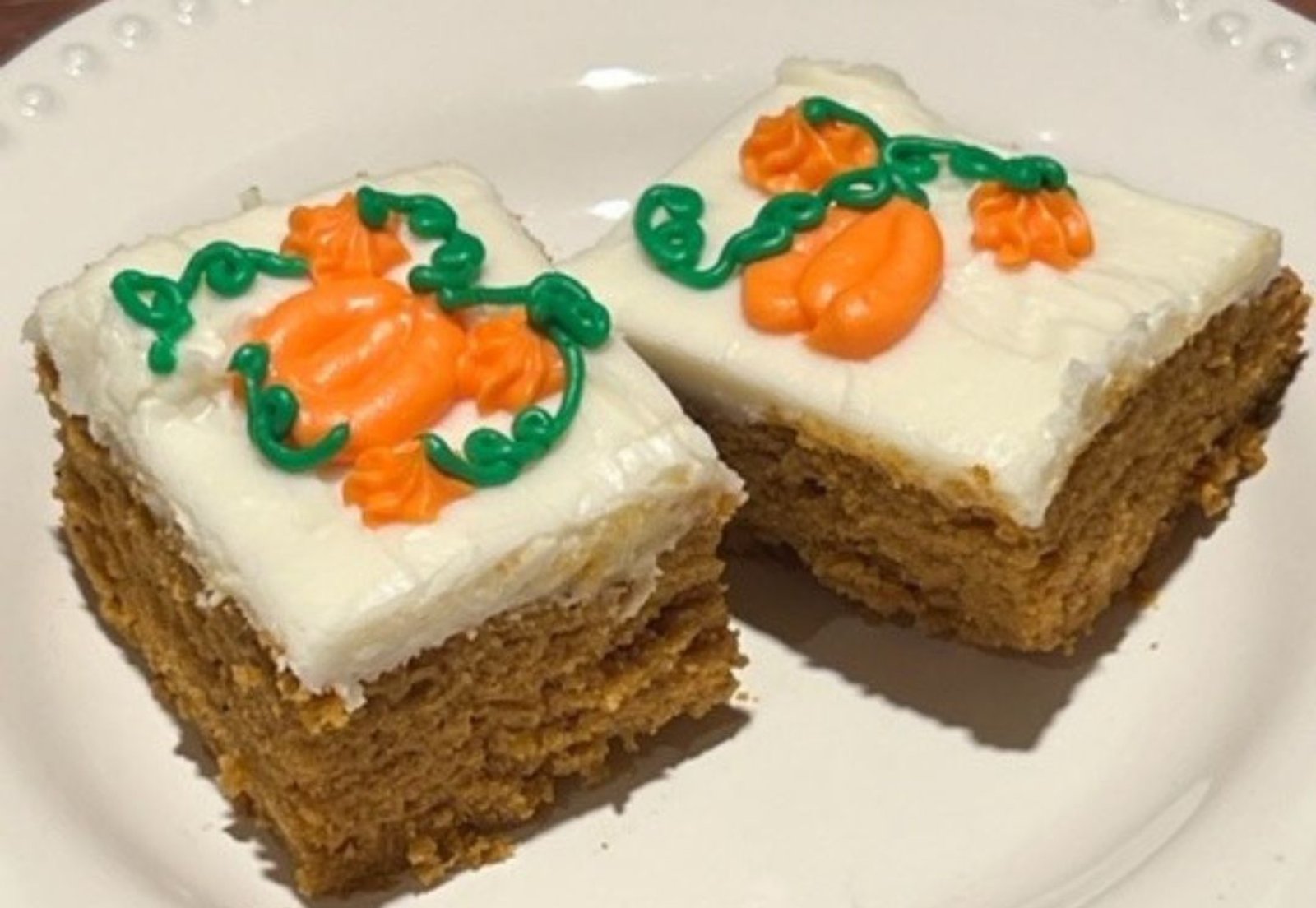 Pumpkin Cake Bars with Cream Cheese Frosting