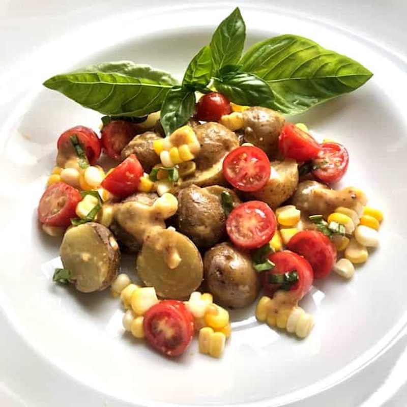 Tomato Basil Sweet Corn Potato Salad