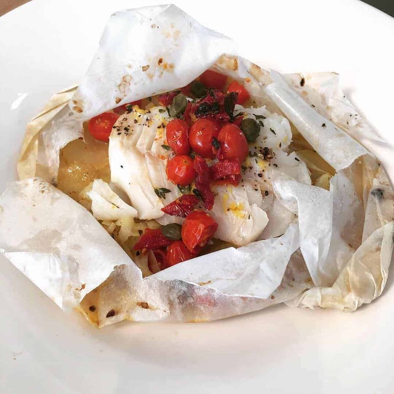 Cod Filets and Veggies en Papillote (Merluzzo in un Pacchetto)