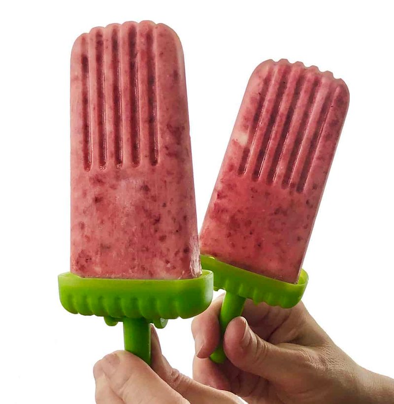Roasted Strawberry Rhubarb Paletas