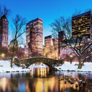 Gapstow bridge in winter, Central Park New York City 