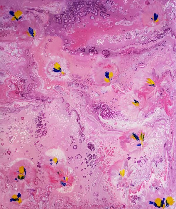 Abstract artwork of trout rising to flies in the evening