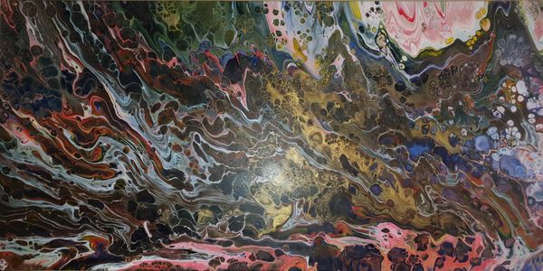 Abstract artwork depicting a coral reef